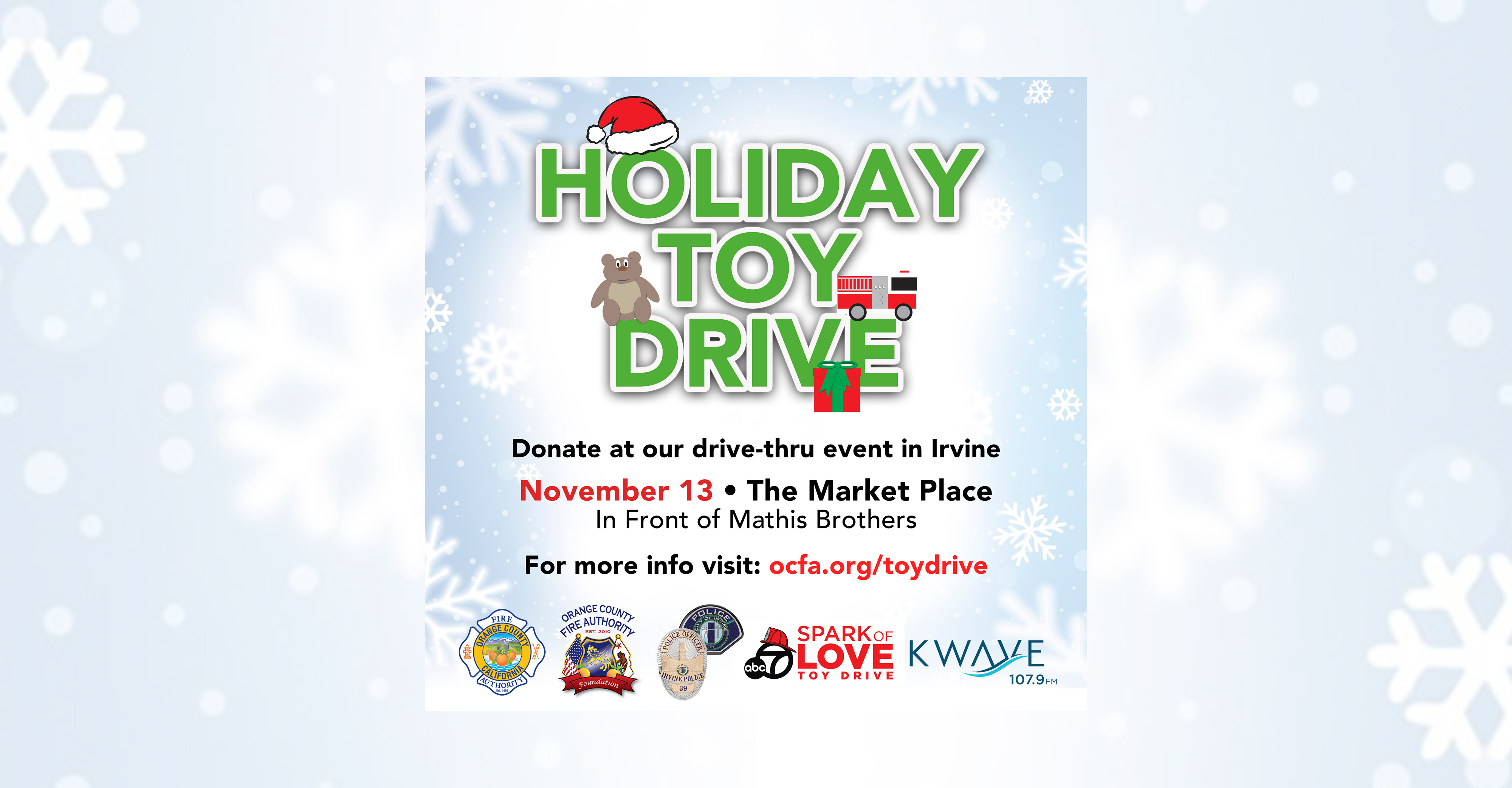 Irvine Police Department to Participate in Spark of Love Toy Drive City of Irvine